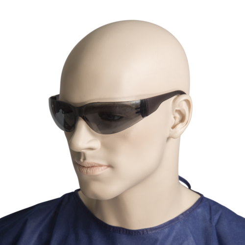Medium Impact, Hard-Coat, Scratch Resistant Surface Safety Glasses Smoke Lens