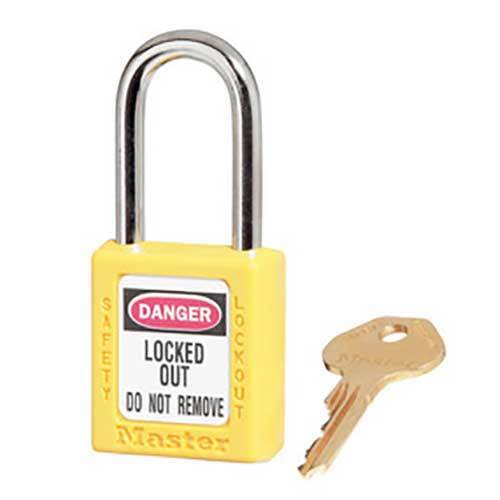 Master Lock 0410YLWKA4 38mm Yellow Safety Padlock Keyed Alike - Set of 4