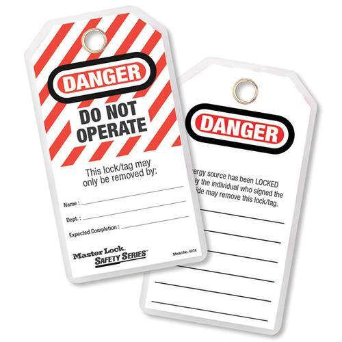 Master Lock 0497A Danger "Do Not Operate" Lockout Tag White/Red/Black - 12-Pack