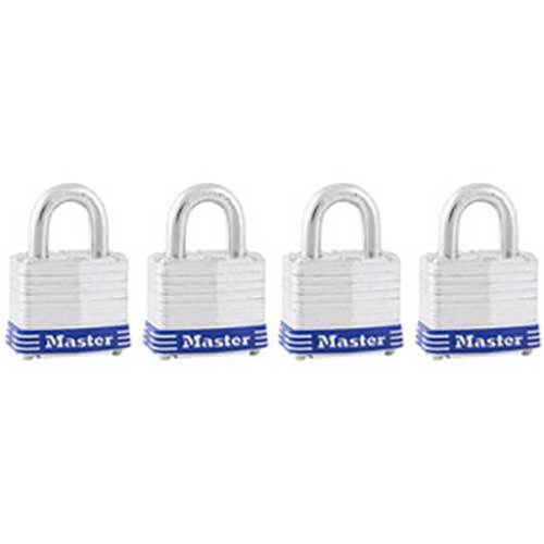 Master Lock 3008DAU 40mm Laminated Steel Padlock 4 Pack, KA 2 Keys