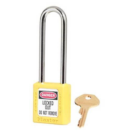 Master Lock 0410LTYLW 76mm Yellow Shackle Lock Padlock Extra Length KD