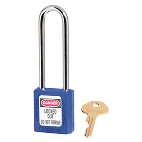 Master Lock 0410LTBLU 76mm Blue Shackle Lock Padlock Extra Length KD