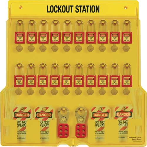 Master Lock 20-Lock Lockout Station with 4 Hasps, 48 Lockout Tags
