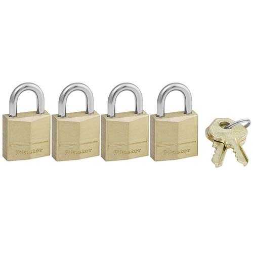 Master Lock 120QAU 20mm Diamond Brass Padlock 4 Pack KA, 2 Keys - Box of 4