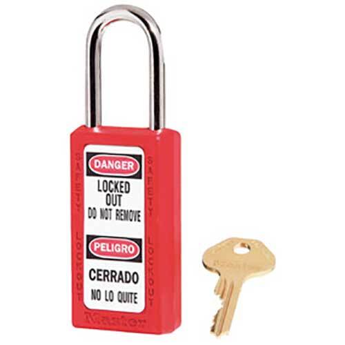 Master Lock 0411RED 38mm Red Thermoplastic Safety Padlock Keyed Different