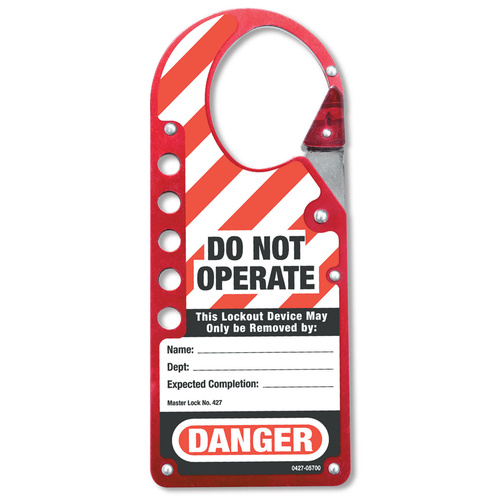 Master Lock Snap-On Lockout Hasp with Tag - Red, Aluminium