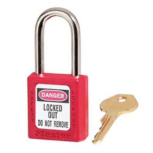 Master Lock 0410REDKA4 38mm Thermoplastic Safety Padlock Keyed Alike  - Set of 4