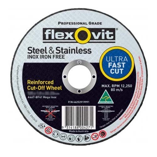 Flexovit Cut Off Wheel Ultra Thin 115 x 1 x 22.23mm - Pack of 100
