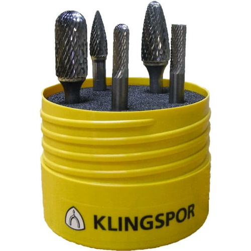 Klingspor Tungsten Carbide Burr 70 x 100mm 6.35mm Shaft 5-pc Set 310743