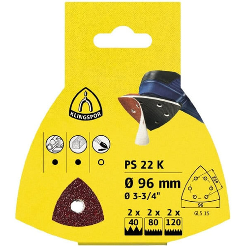 Klingspor 96mm Hook & Loop Sanding Disc GLS15 Hole 80 Grit 25pc 241658