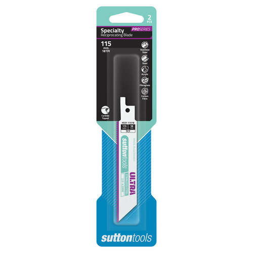 Sutton H53111518 115mm Reciprocating Blade - Stainless Steel 18TPI - 2 Pack