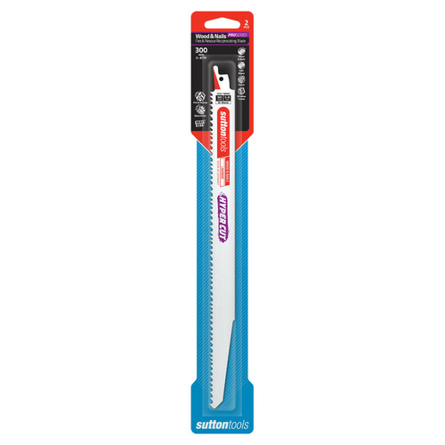 Sutton H50730008 300mm Reciprocating Blade - Wood & Nails 5-8 TPI - 2 Pack