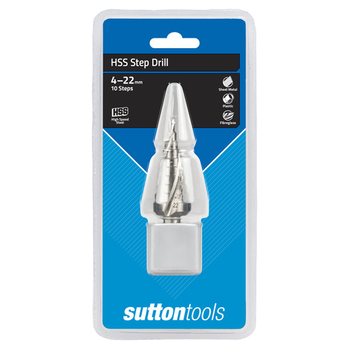 Sutton D50442210 Step Drill HSS Spiral 4-22mm (10 Steps)