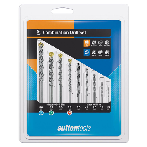 Sutton D6000009 Combination Masonry & Viper Drill Bit Set 9 piece - TCT
