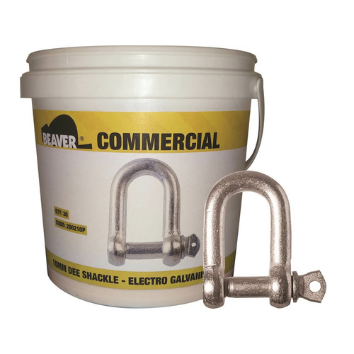 Beaver Commercial Screw Pin Dee Shackle Electro Galvanised- 6mm 1/4" - Pail of 50