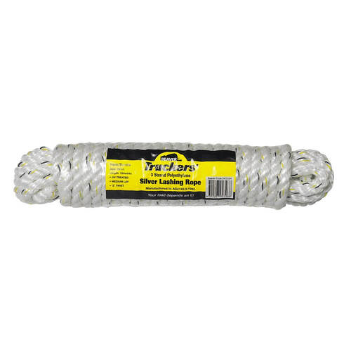 Beaver Silver Lashing Rope 3-Strand Polyethylene-10mm x 12m 9.3kN MBF - 10Hanks/Carton