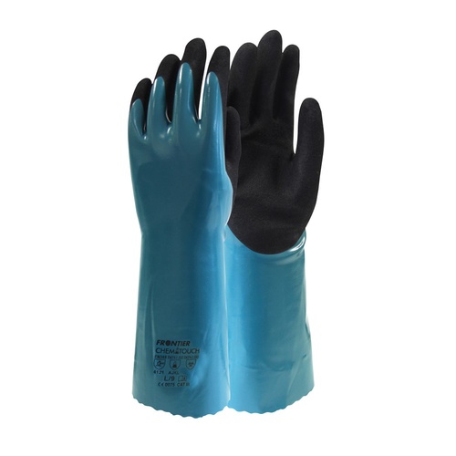 Frontier Chemitouch Chemical Resistant Gloves, Green/Black, Large - Pair