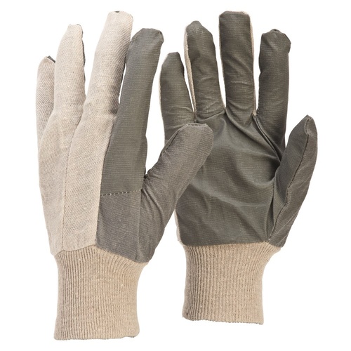 Frontier Cotton Vinyl Lightweight Gloves, White/Grey - Pack of 12