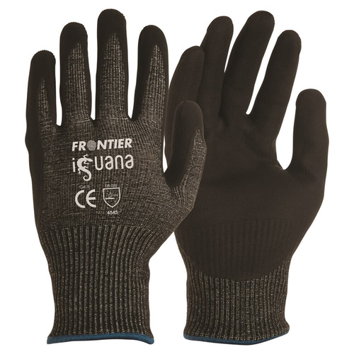 Frontier Iguana Cut 5 Nitrile Dip Gloves, Black, Large - Pair
