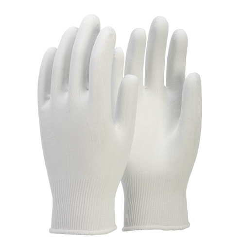 Frontier Lint Free Nylon Gloves, White, Size 9 - Pack of 12