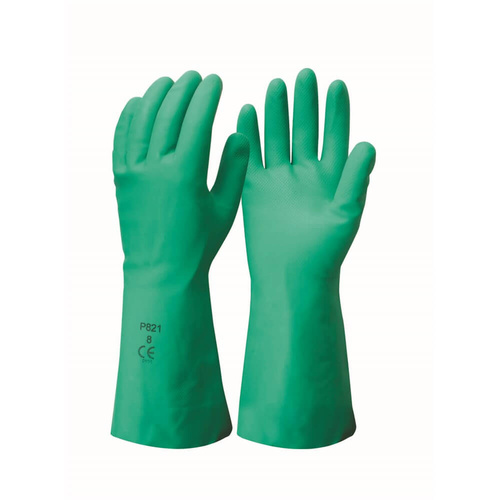Frontier Mercury Nitrile Gloves, 33cm Length, Green Large - Pack of 12