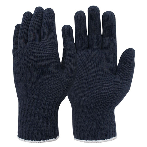 Frontier Mens Knitted Polycotton Gloves, Navy - Pack of 12