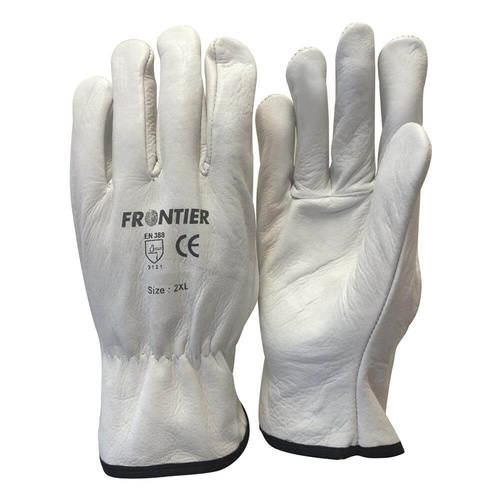 Frontier Rigger Grade B Cowgrain Gloves, 25cm Length, Grey, Large - Pack of 12