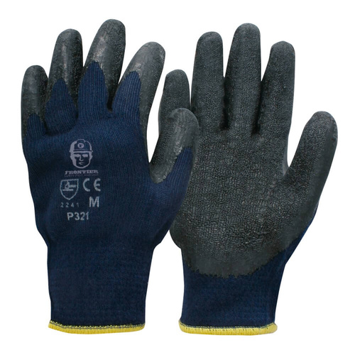 Frontier Splendor Winterlined Latex Coated Gloves, Grey/Blue, Large - Pack of 12