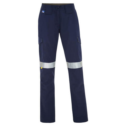 WS Workwear Womens Durable Taped Canvas Cargo Trouser,Navy, Size 6