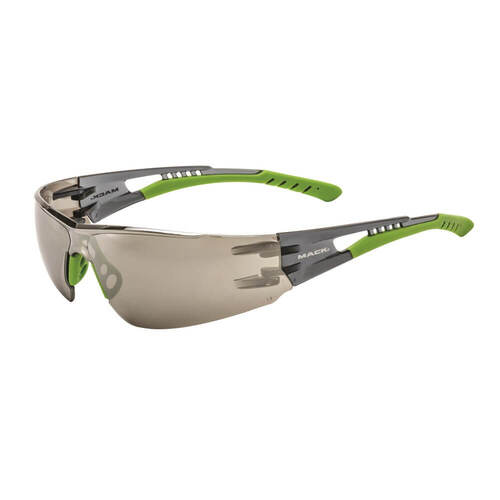 Mack VX2 Lightweight Safety Spectacles, GreenSmoke Mirror/CrystalGreen - Pack of  12
