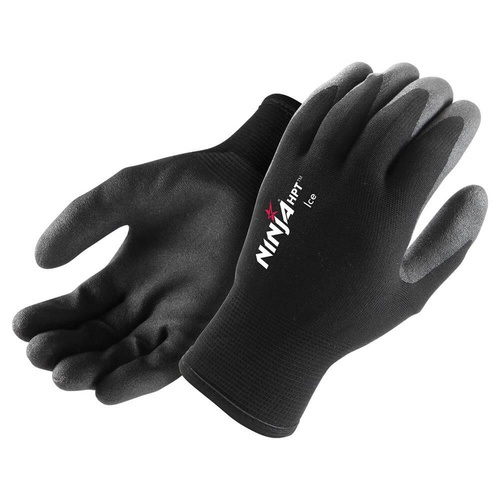 Ninja HPT Ice Superior Grip Thermal Resistant Gloves, Black, Large - Pack of 6