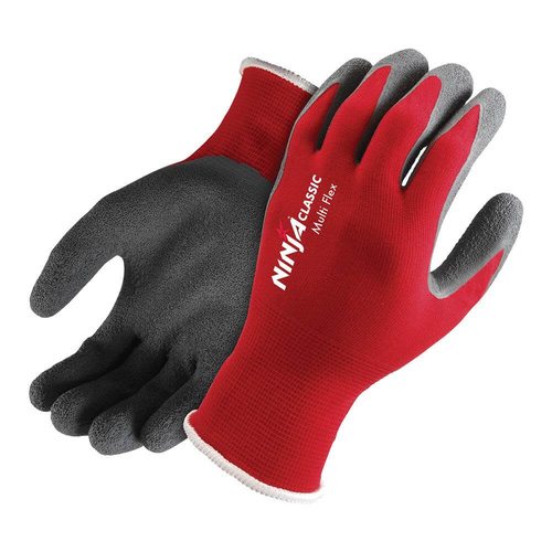 Ninja Classic Multi Flex Super Thin Grip Gloves, Red/Black, Large - Pack of 12