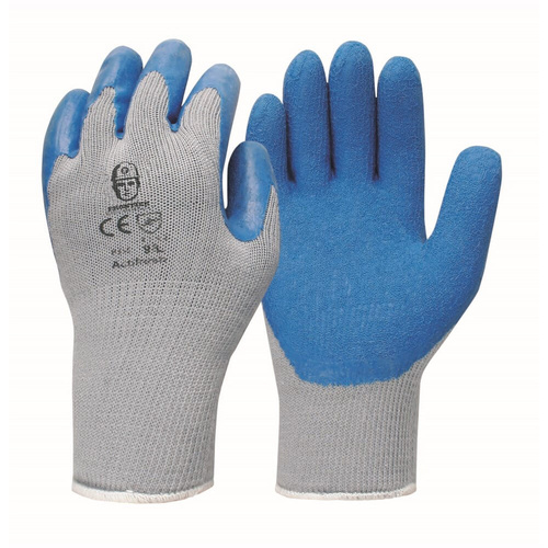 Frontier Splendor Latex Coated Gloves, Grey/Blue, Small - Pack of 12