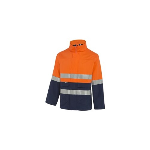 WS Workwear Mens Taped 4-in-1 Cotton Long Jacket, Orange/Navy, Small