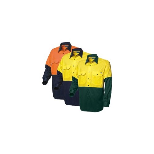 WS Workwear Mens Long Sleeve 2Tone Classic Shirt, Orange/Navy, XS