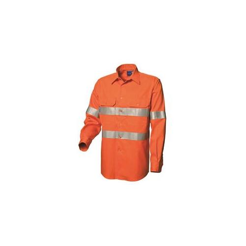 WS Workwear Mens Long Sleeve Taped Classic Shirt, Orange, XS