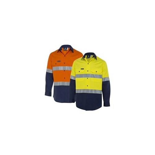 WS Workwear Mens Long Sleeve Taped Koolflow Shirt, Orange XS