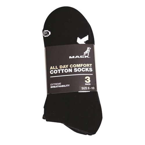 Mack Workwear Crew Socks, Black - UK/AUS Size 6 - 10 (3/Pack)