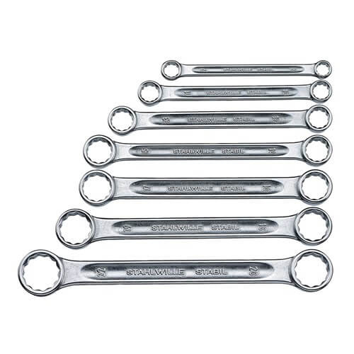 Stahlwille Double-Ended Ring Spanner Set 7-Piece 8 x 9mm - 20 x 22mm, Flat SW21/7