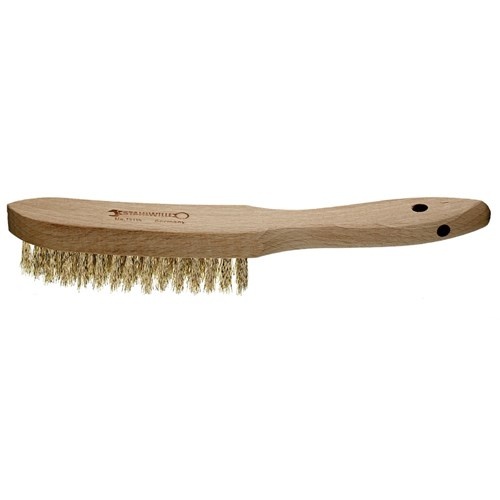 Stahlwille Brush Brass Wire 4 Row Timber Handle 280mm Long - SW13115