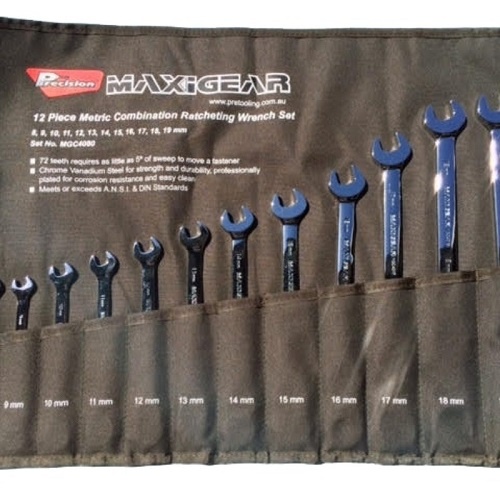 Maxigear Combination Ratcheting Wrench, 12 Pieces Metric Set