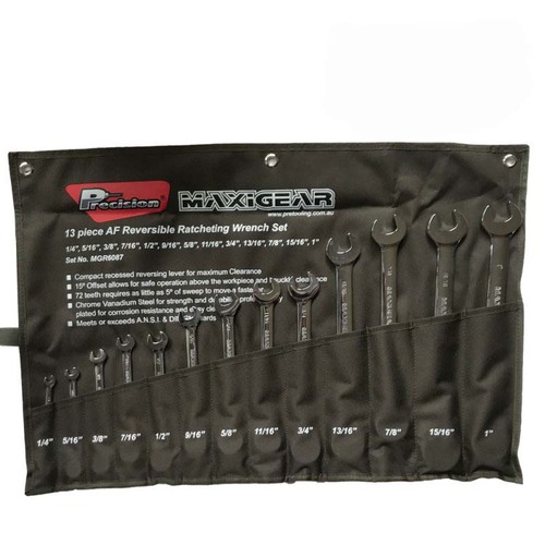 Maxigear Reversible Ratcheting Wrench, 13 Pieces SAE Set