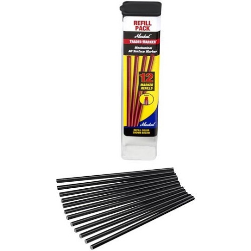 Markal Trades Marker Grease Pencil Refill Pack of 12 - Black