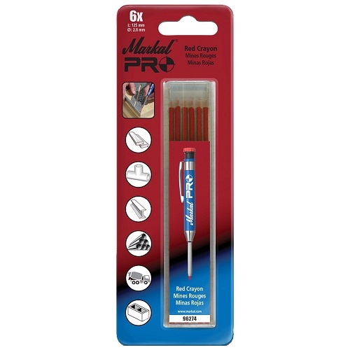 Markal Pro-Holder Riter Leads Refill  Red - Pack of 6