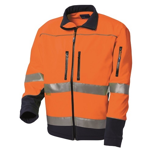 WS Workwear Hi-Vis Water Resistant Soft Shell Jacket,  Orange/Navy - 2XL