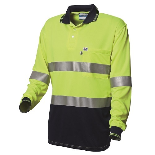 WS Workwear Koolmesh Hi-Vis Polo Shirt, Lime/Navy -Size Med