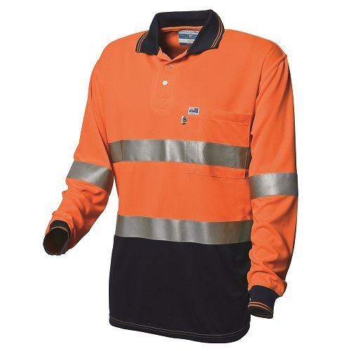WS Workwear Koolmesh Hi-Vis Polo Shirt, Orange/Navy - L