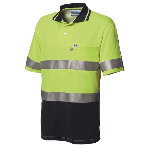WS Workwear Hi-Vis Polo Shirt, Lime/Navy - Med