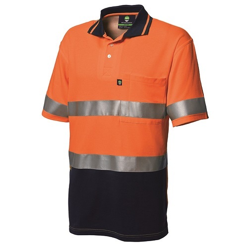 WS Workwear Hi-Vis Polo Shirt, Orange/Navy - Med