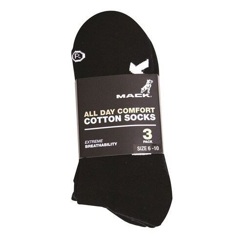 Mack Workwear Crew Socks, Black - UK/AUS Size 11 - 14 (3/Pack)